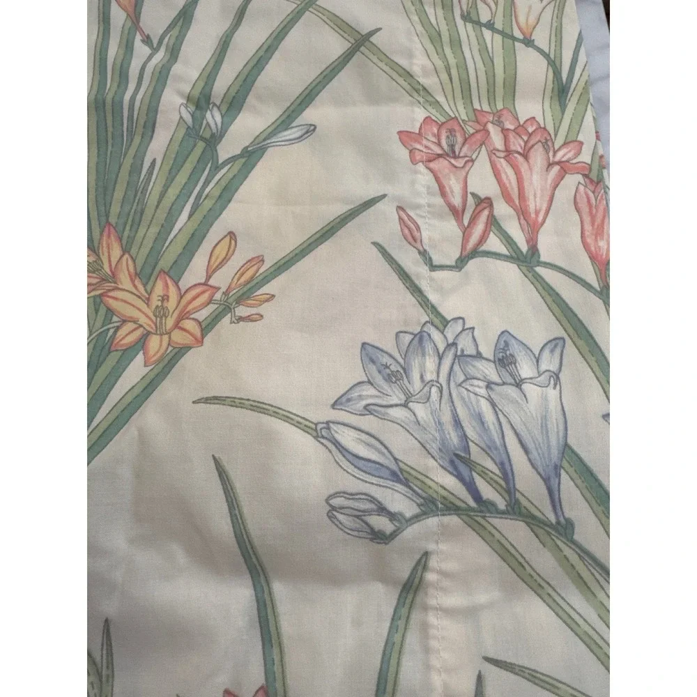 Vintage Wamsutta Ultracale Floral Pillowcase Set Standard Peach Blue Lilies 2pc